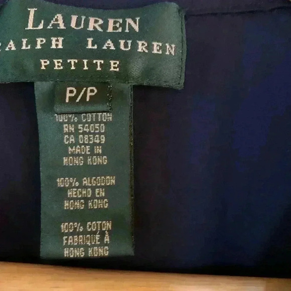 Lauren Ralph Lauren Button Down Ruffle Front Petite Top - Picture 5 of 5